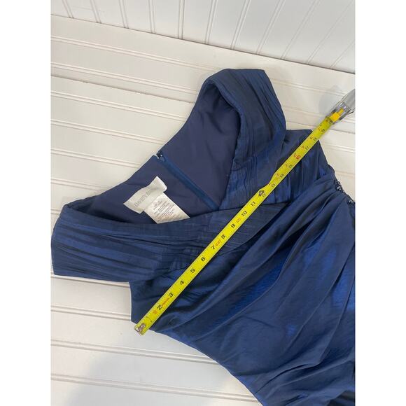 NWT DAVID’S BRIDAL Womens Blue Sleeveless Mock 2 Pc Taffeta Full Length Gown 10 - Picture 4 of 7